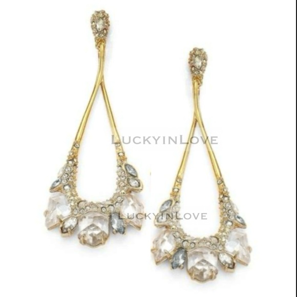 ALEXIS BITTAR • Miss Havisham Jagged Diamond Gold Crystal Marquis Earrings - Picture 3 of 13